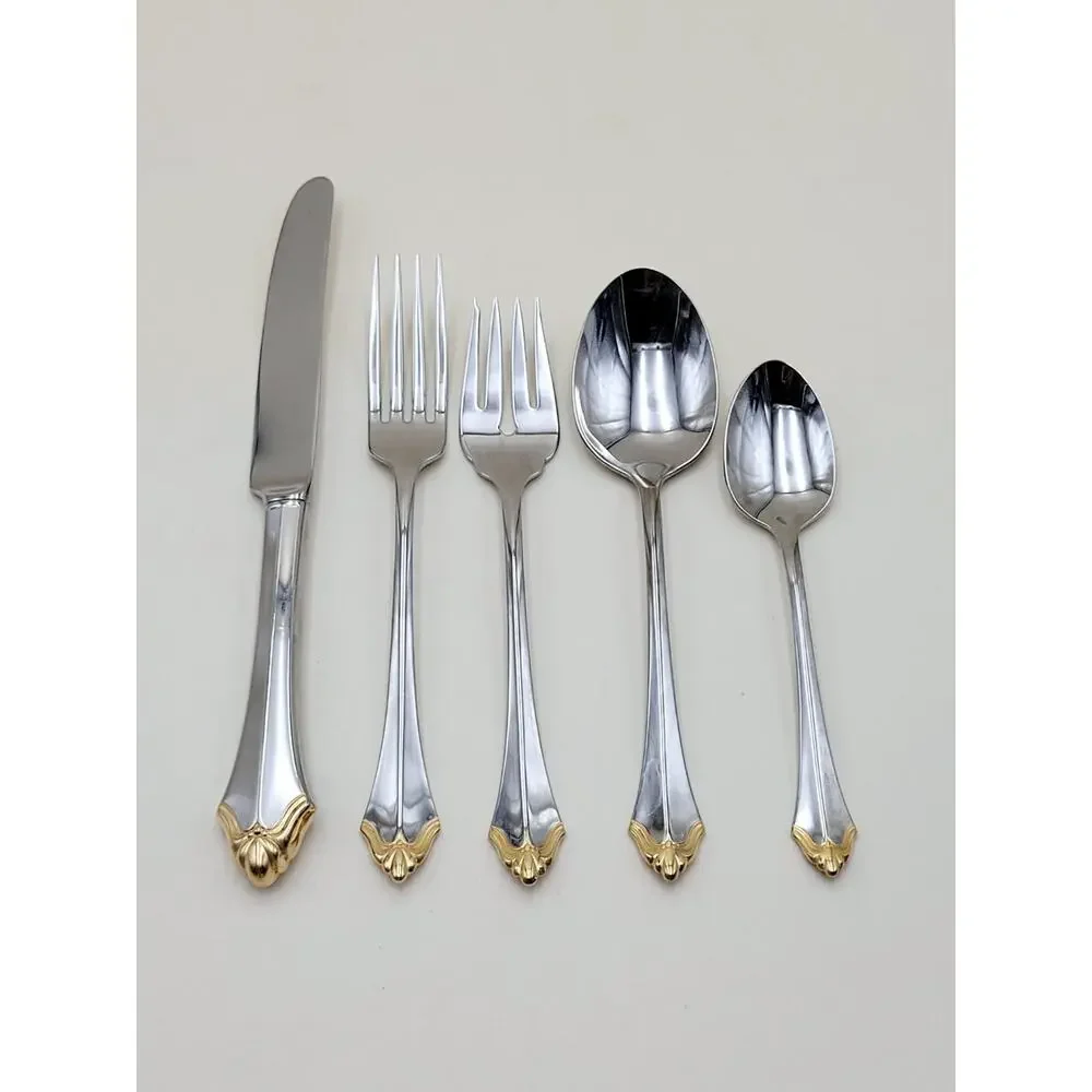 Oneida Community Golden Affection Flatware Set Gold Electroplate Stainless 20pc
